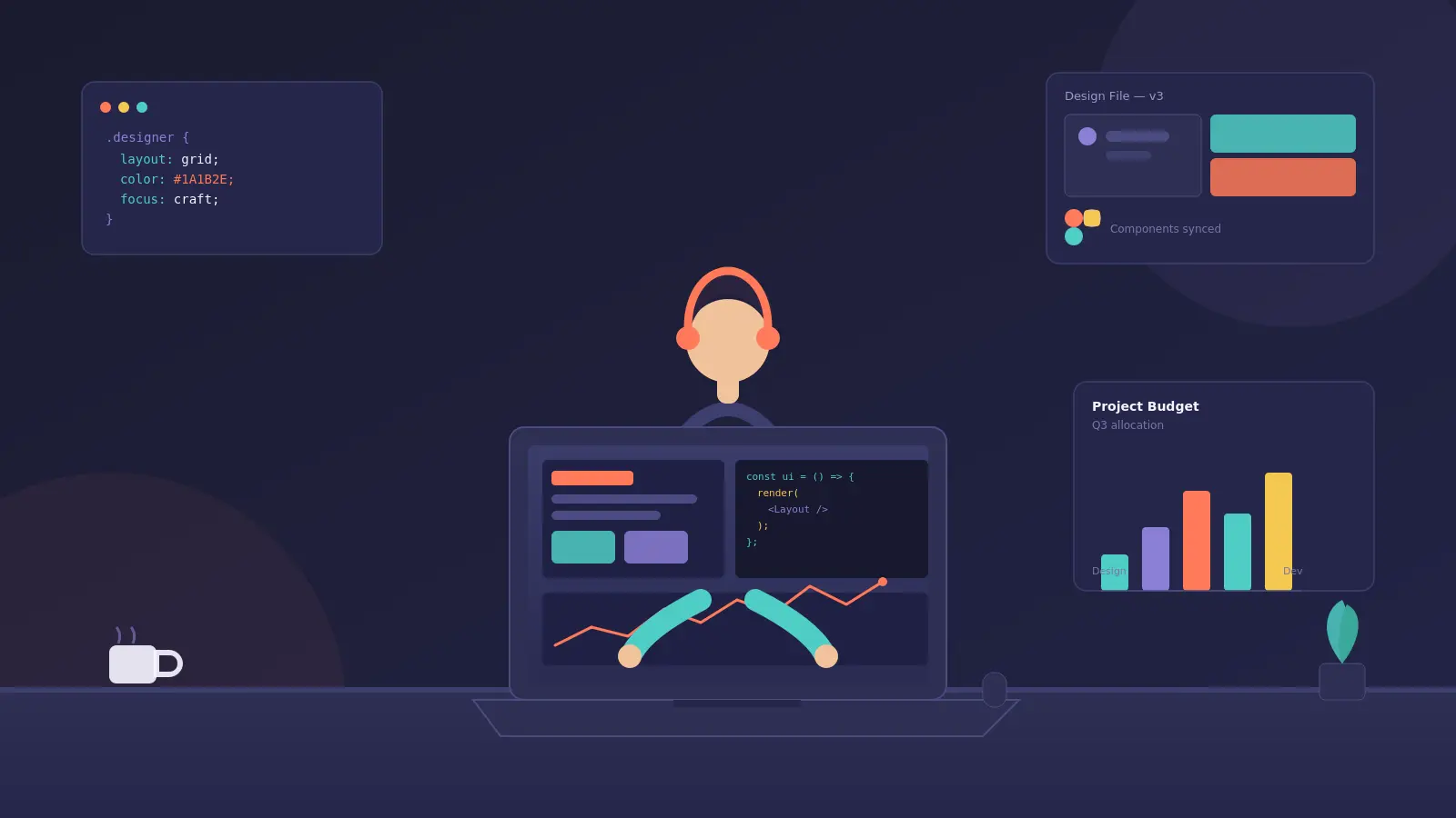 Web sitesi geliştirme süreçlerini ve zaman çizelgesini temsil eden modern çalışma alanı
